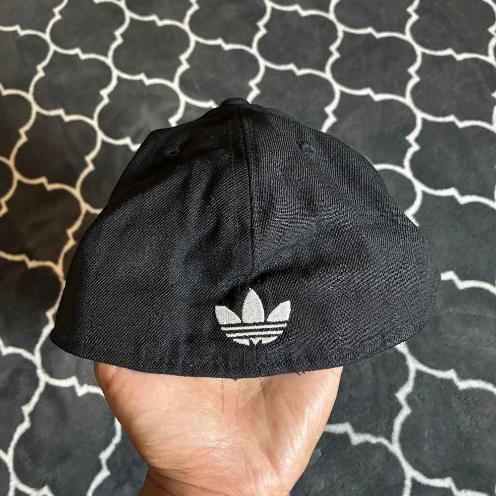 Adidas Brooklyn Nets NBA Fitted Hat 7 3/8 Black Wool Flat Brim Baseball Cap Mens